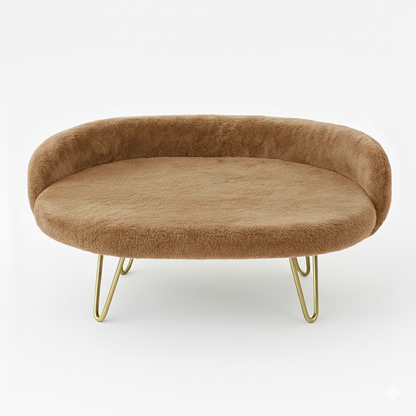 Luxury Plush Pet Bed with Golden Legs – Brown