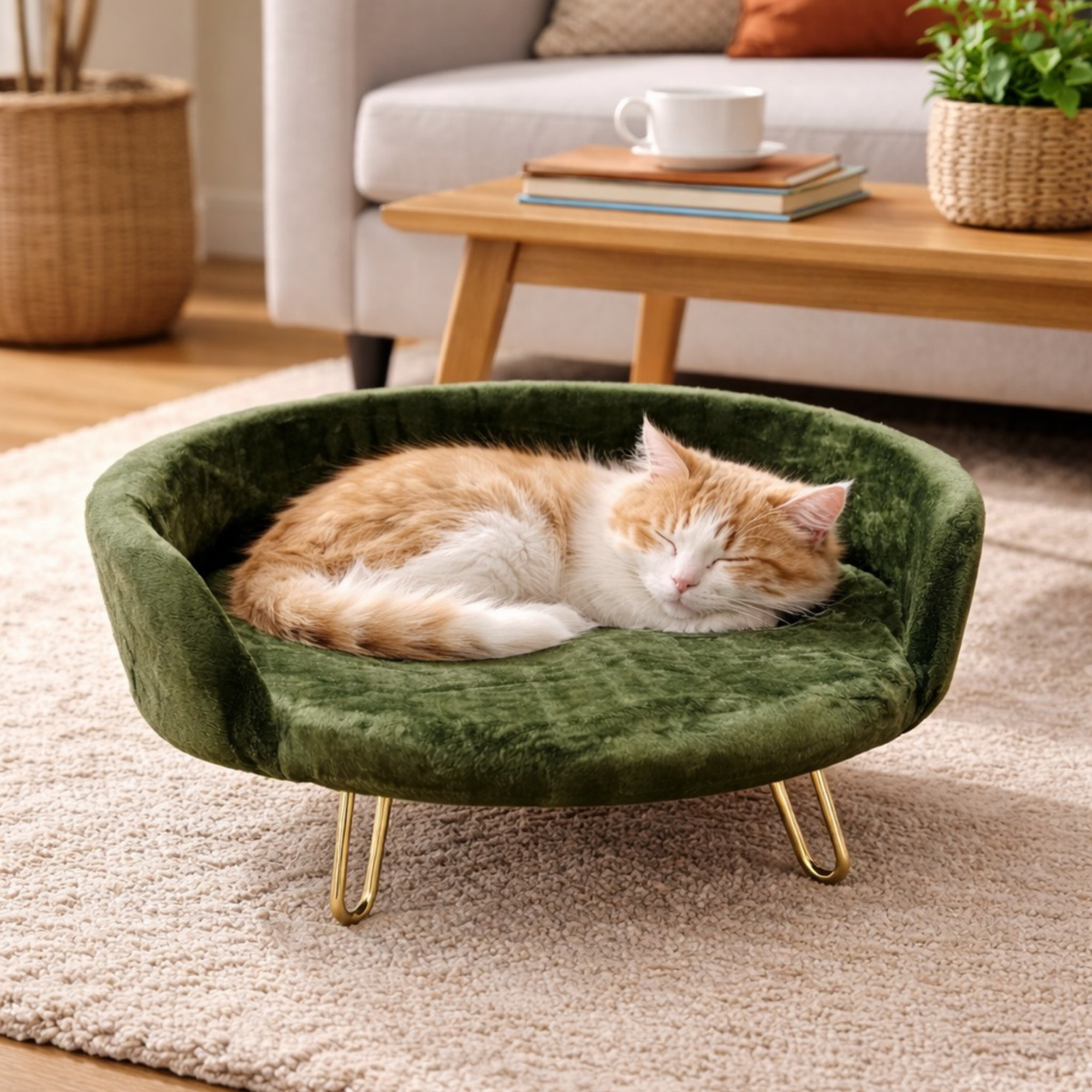 Plush Luxe Pet Bed – Dark Green