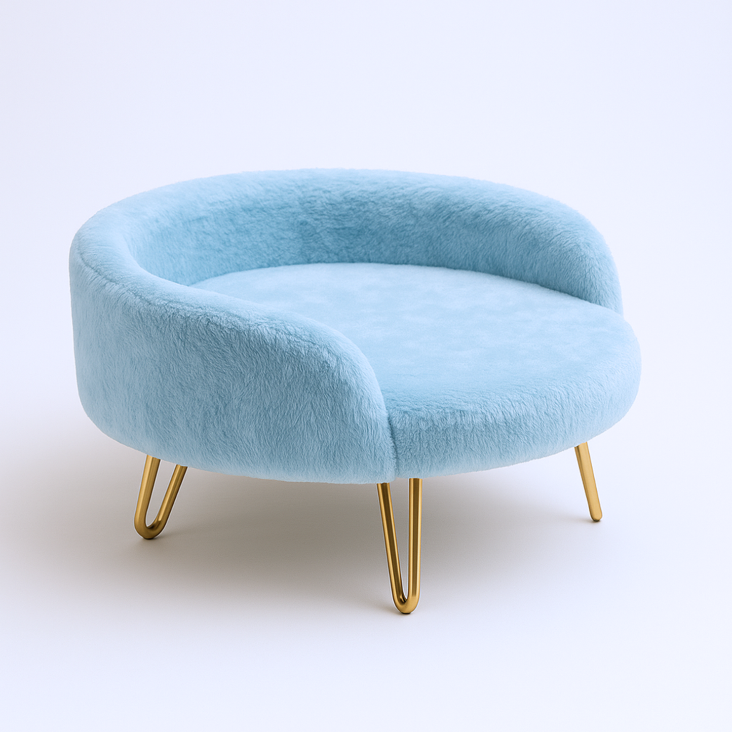 Enclosed Cozy Pet Bed with Gold Hairpin Legs – Aqua Blue