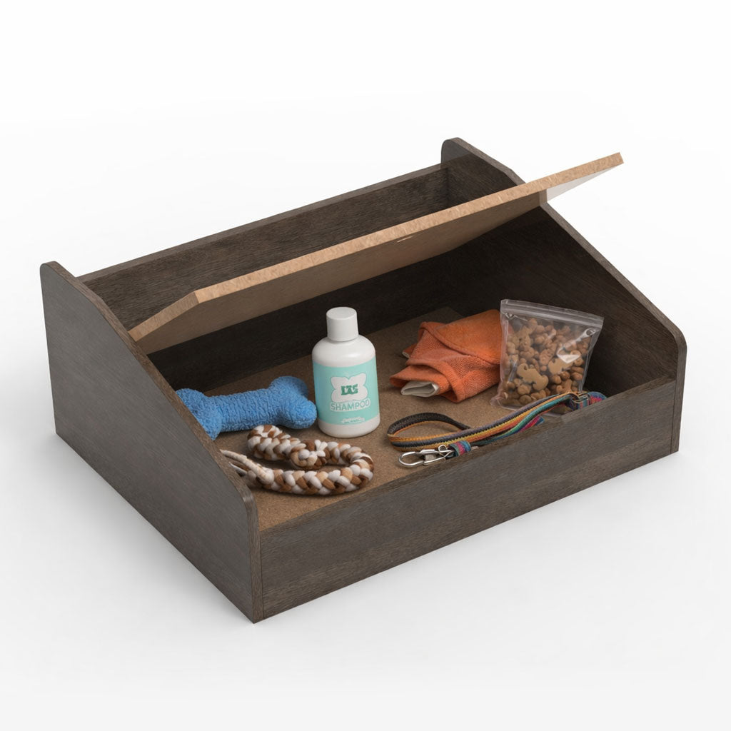 SmartLivin Storage Pet Bed with Cushion - Auburn Oak