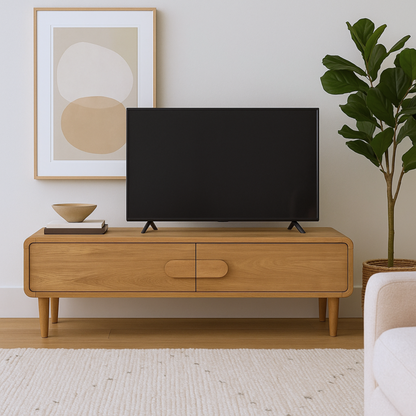 Scandinavian Oak Coffee Table with Storage Drawers