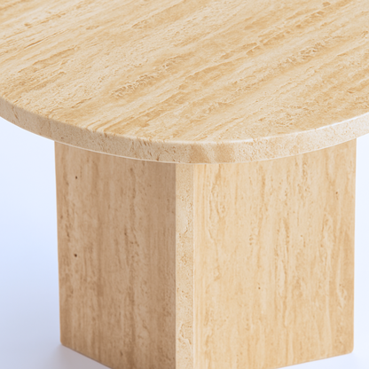 Travertine Marble Accent Table – Handcrafted Natural Stone Furniture