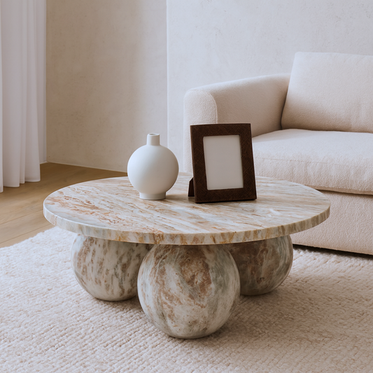 Butterscotch Indian Marble Coffee Table – Handcrafted Sculptural Stone Design
