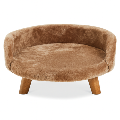 Snowy Round Pet Bed –  Caramel Brown