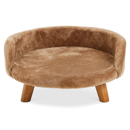 Snowy Round Pet Bed –  Caramel Brown