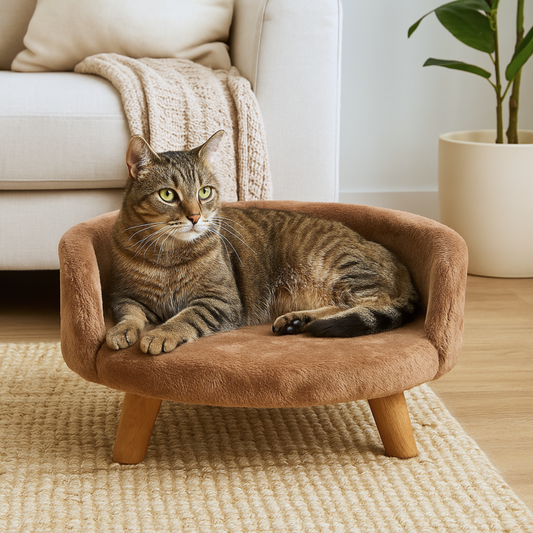 Snowy Round Pet Bed –  Caramel Brown
